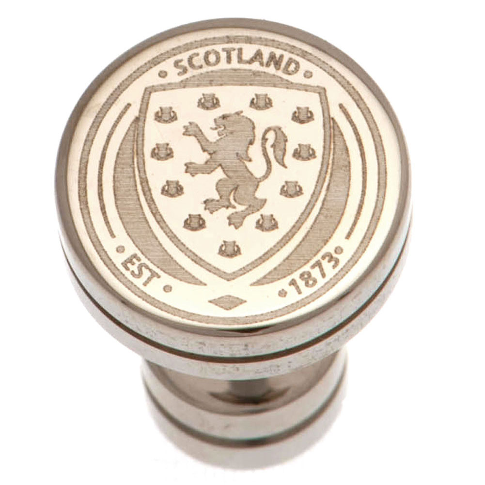 Scottish FA stainless steel stud earring with a laser printed Scottish FA crest