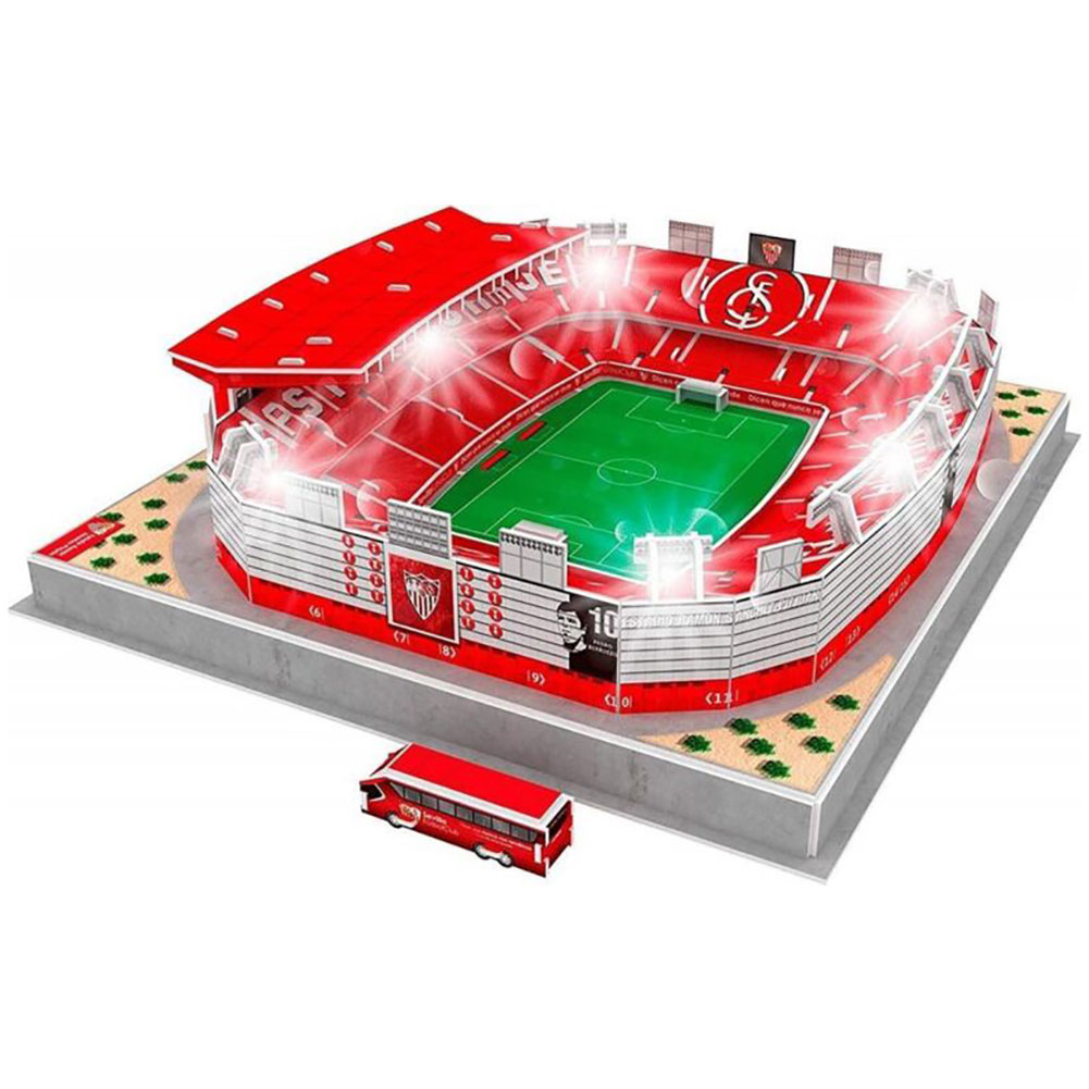 Sevilla FC 3D stadium puzzle, a 98-piece replica of the Ramón Sánchez Pizjuán Estadio with LED lights