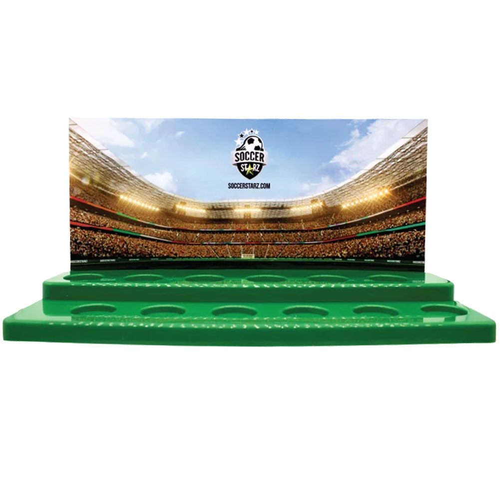 SoccerStarz display stand designed to hold up to 12 football figures, in its presentation box