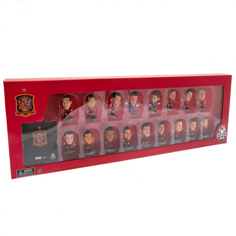 Spain SoccerStarz team pack of seventeen collectable figures in the 2020 home kit in a presentation box