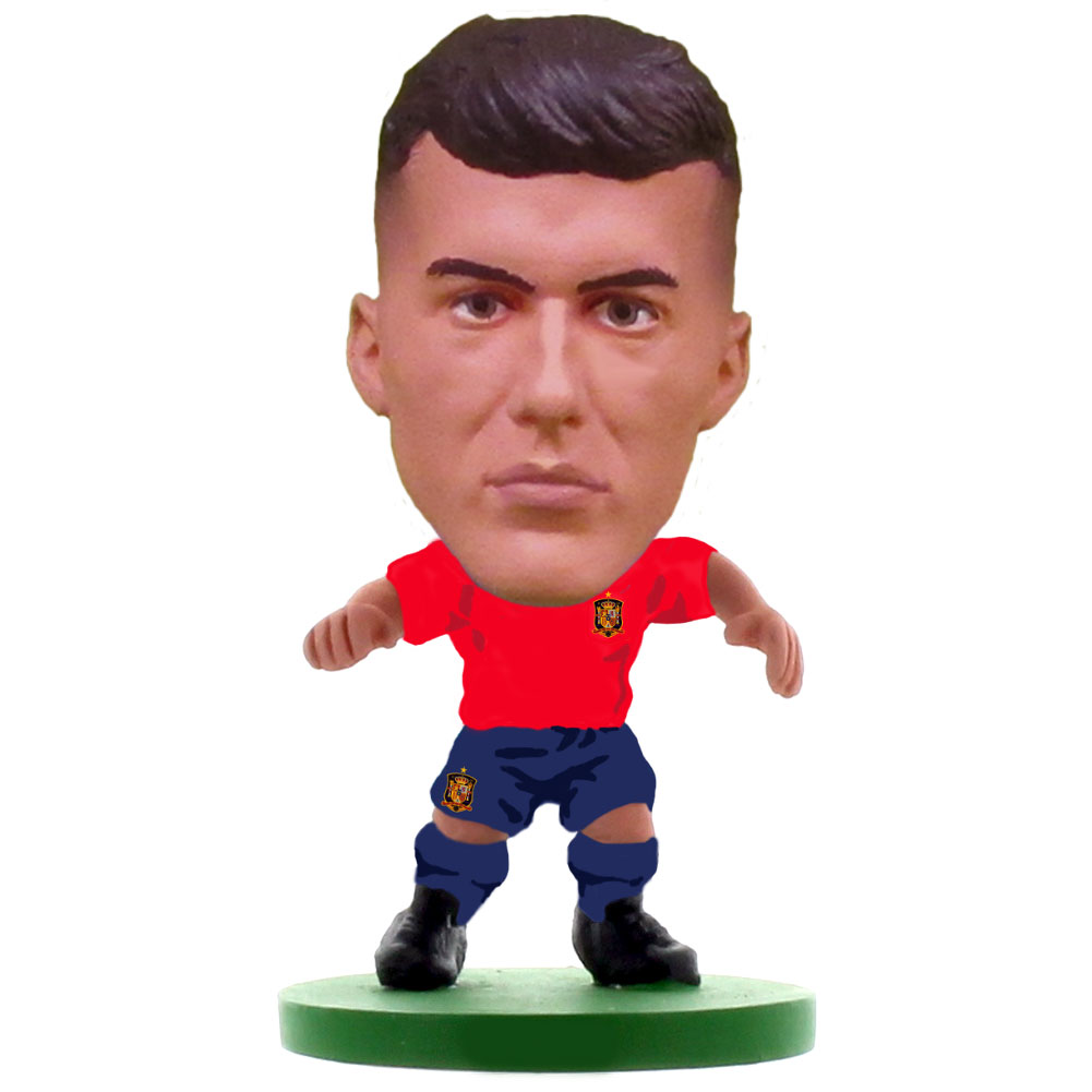 Spain SoccerStarz Rodri collectable figure in the classic home kit on a green base