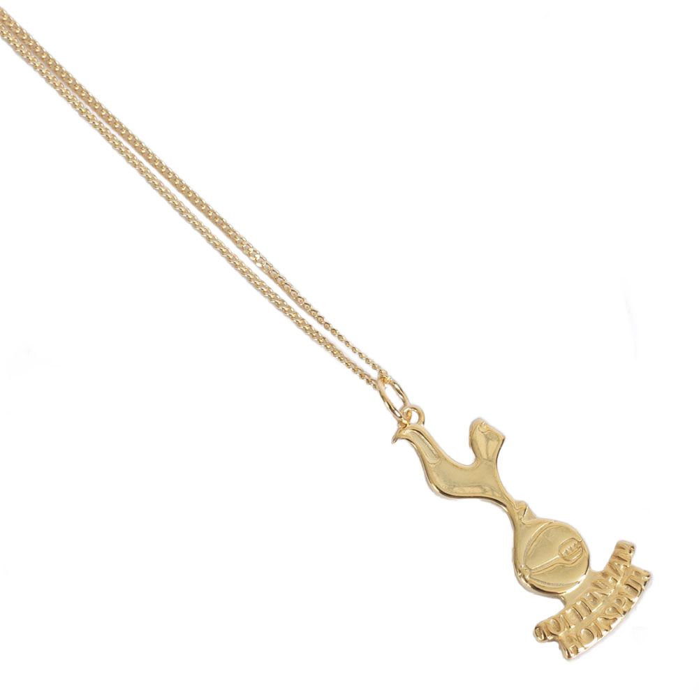 Tottenham Hotspur FC crest pendant on an 18ct gold plated sterling silver chain necklace