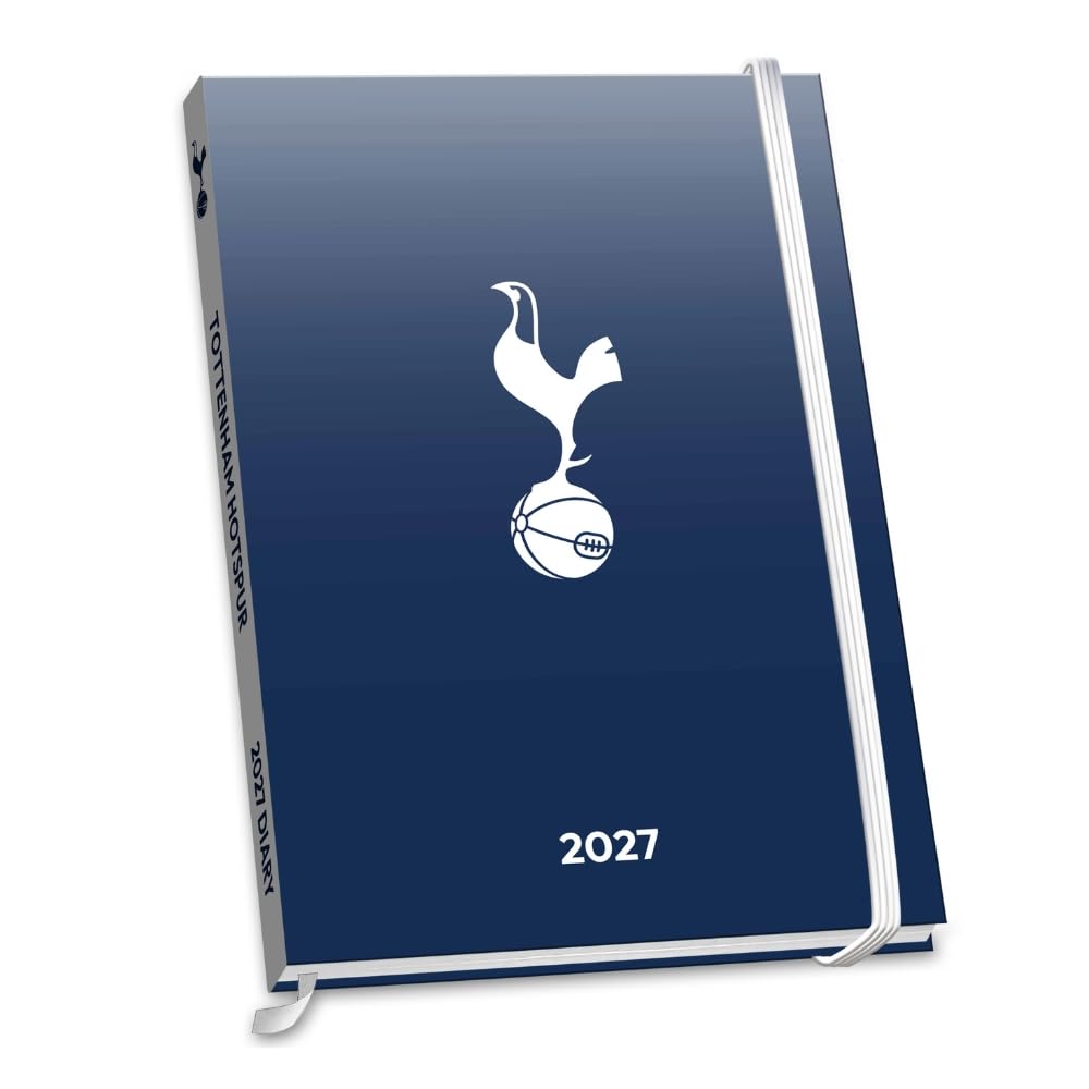 Tottenham Hotspur FC blue hardback A5 2027 diary with a white Tottenham crest and an elastic closure
