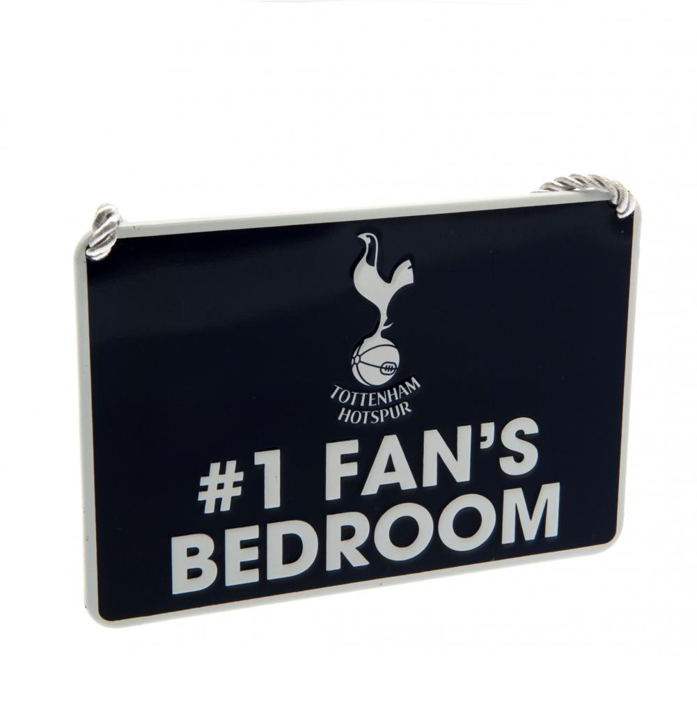 Tottenham Hotspur FC metal hanging bedroom sign with a large club crest and #1 Fan's Bedroom text