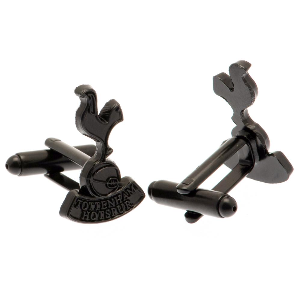 Pair of Tottenham Hotspur FC black ion plated crest shaped cufflinks with a detailed formed crest