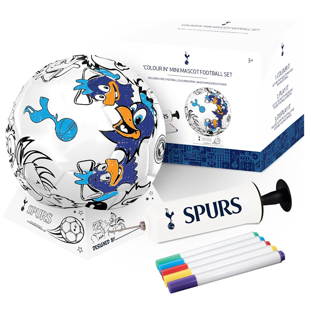 Tottenham Hotspur FC colour in mini football set with crest, mascot, pens and pump in a gift box
