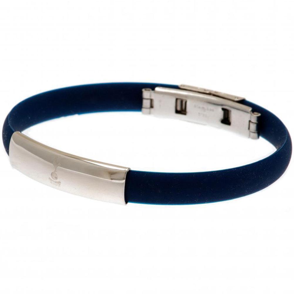 Navy blue Tottenham Hotspur FC flexi silicone bracelet with an engraved club crest plate and a steel clasp