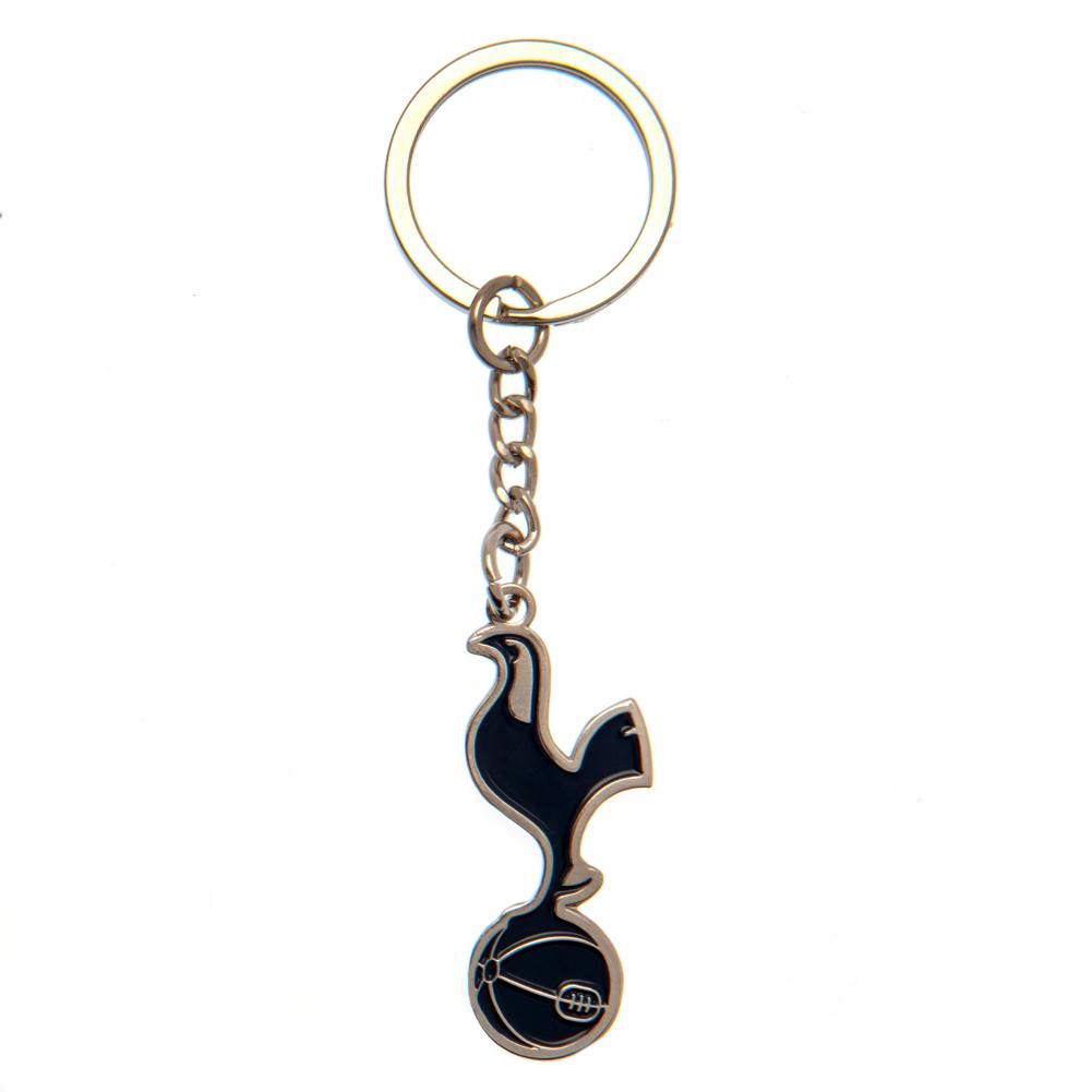 Tottenham Hotspur FC crest shaped metal keyring with full colour enamel infill and a silver style finish