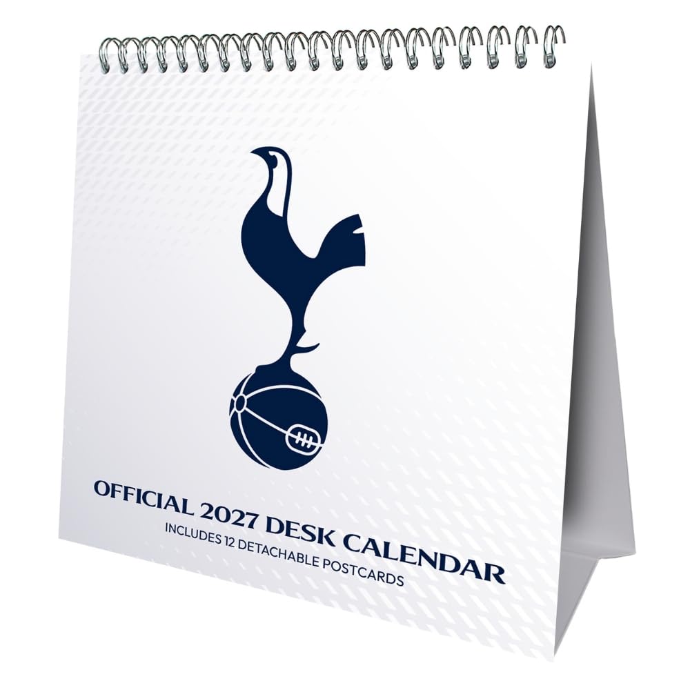 Tottenham Hotspur FC 2027 desk easel calendar with iconic Spurs imagery and detachable postcards