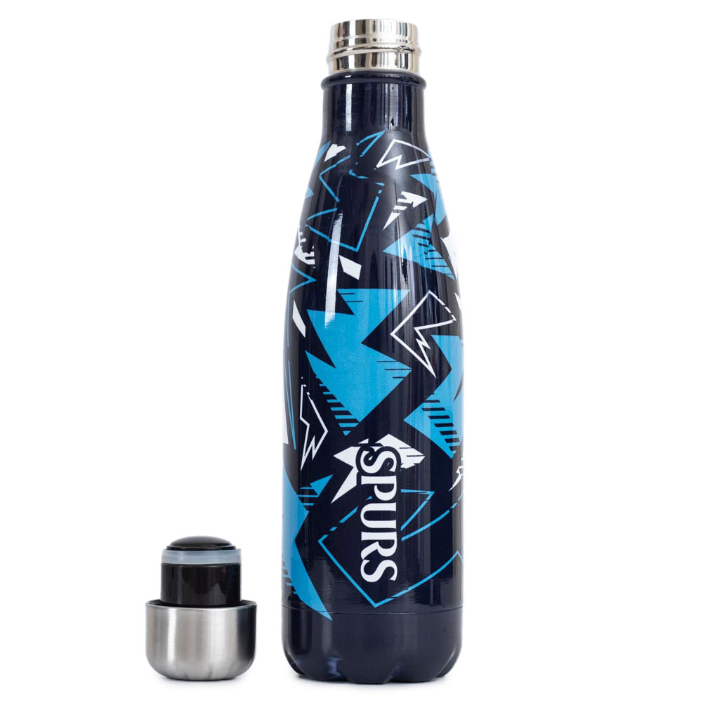 Navy Tottenham Hotspur FC thermal flask with a sky blue and white fragment pattern and Tottenham crest