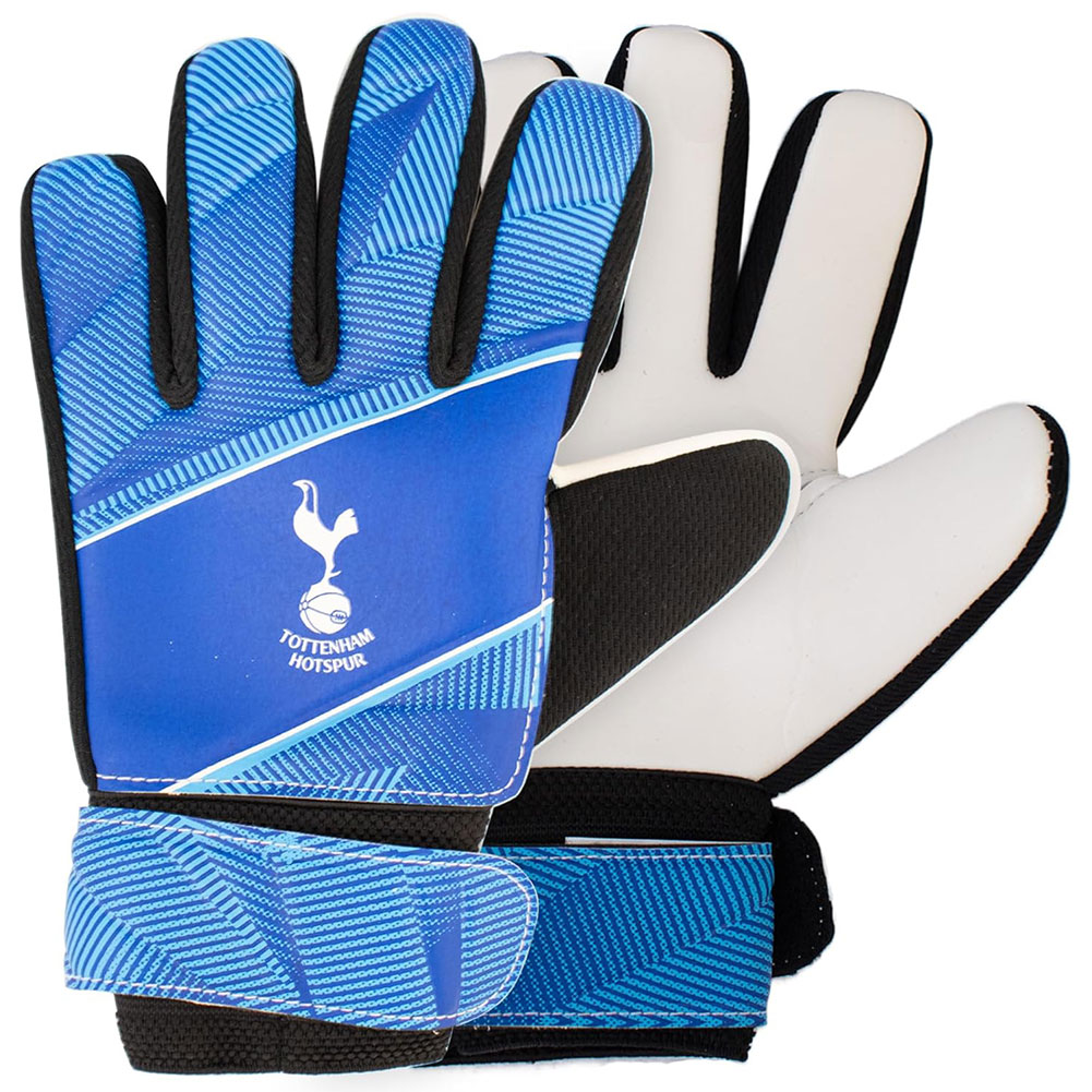 Tottenham Hotspur FC kids blue Fuse design goalkeeper gloves with a white Tottenham crest