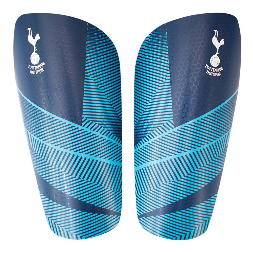 Blue Tottenham Hotspur FC Fuse youth slip-in shin guards with a white Tottenham crest