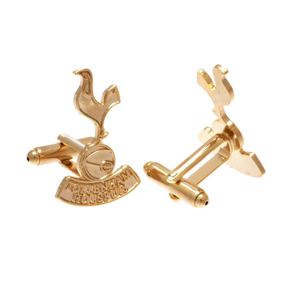 Pair of Tottenham Hotspur FC gold plated crest shaped cufflinks with a detailed formed Spurs crest