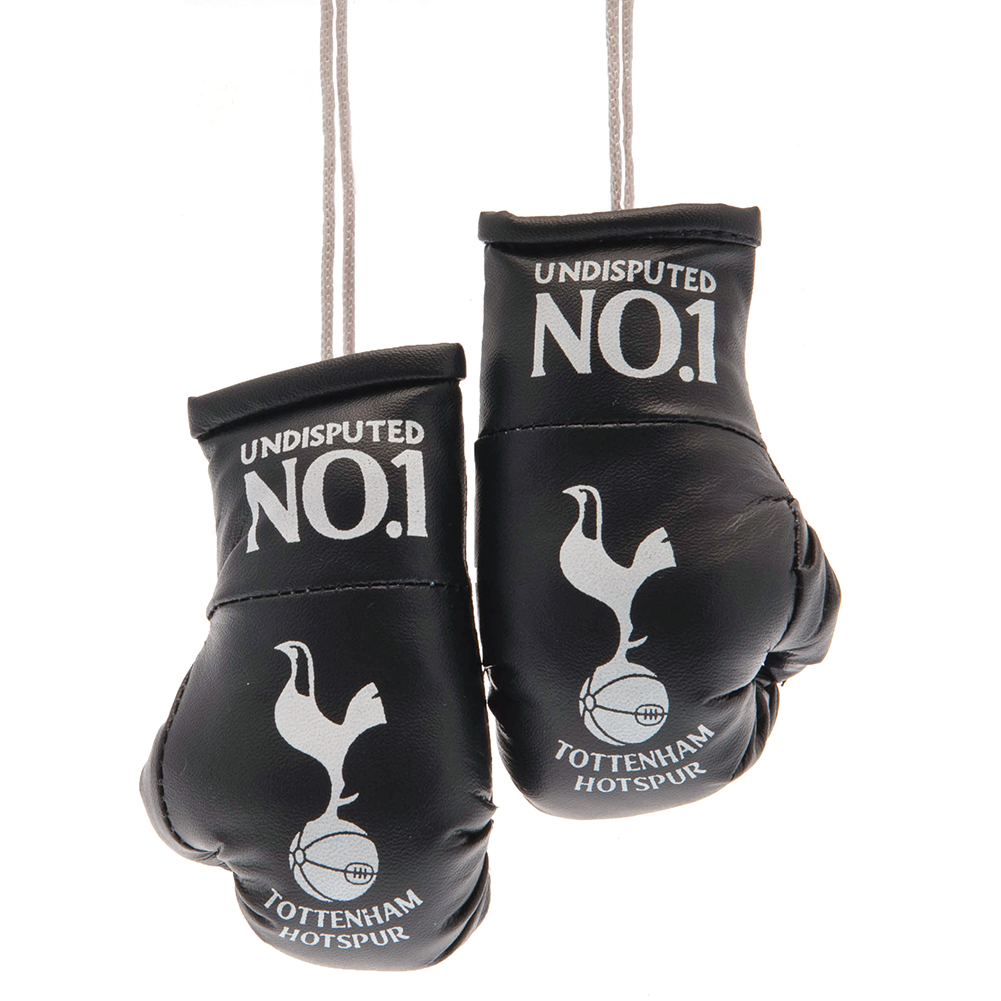 Pair of navy Tottenham Hotspur mini boxing gloves with laces, a Spurs crest and Undisputed No.1 text