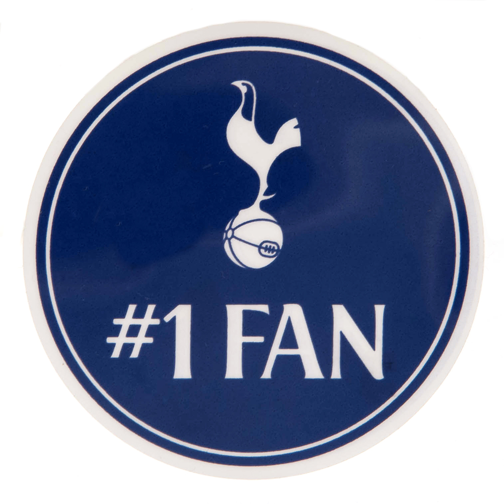 Navy Tottenham Hotspur self adhesive car sticker with the Spurs crest and #1FAN text in a gloss finish