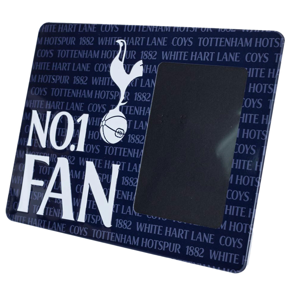 Tottenham Hotspur FC metal photo frame sign with the crest, No.1 FAN in white text and a portrait photo area
