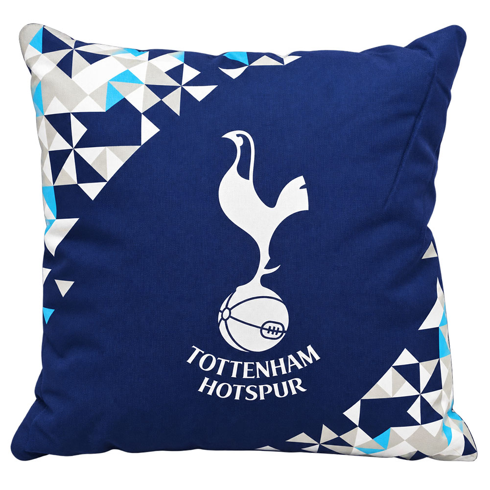 Navy blue Tottenham Hotspur FC particle design cushion featuring a large white Tottenham club crest