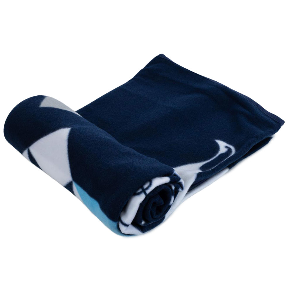 Tottenham Hotspur FC navy blue particle design fleece blanket with a large Spurs club crest