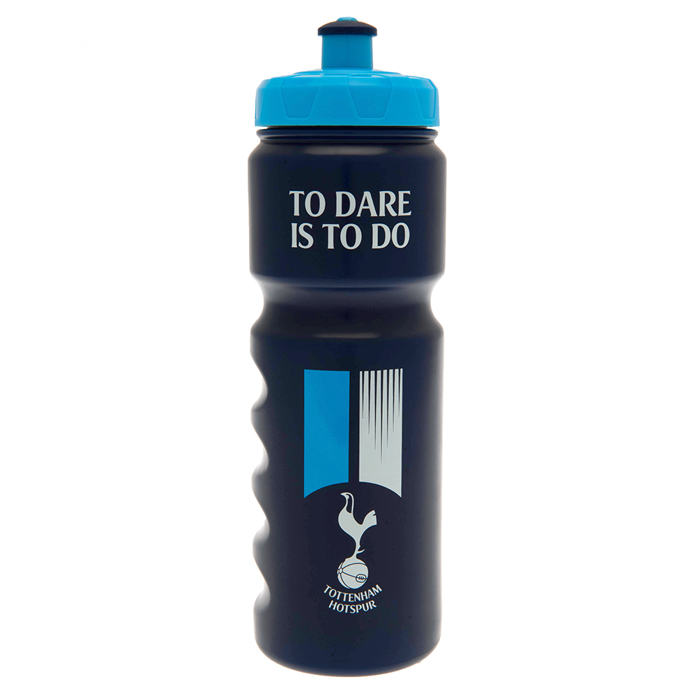 Navy stripe Tottenham Hotspur FC plastic drinks bottle with a white Spurs crest and To Do Is To Dare text