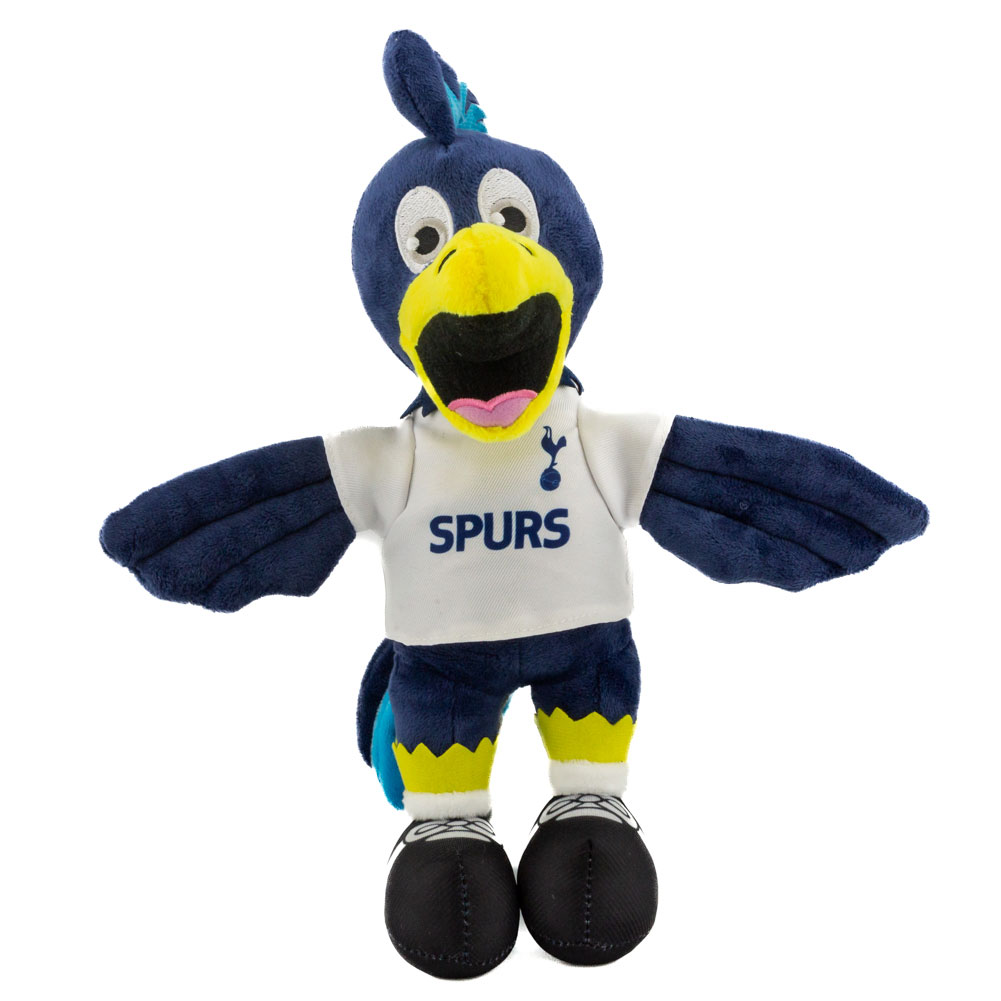 Tottenham Hotspur FC plush Chirpy mascot with a Spurs crest and text on the front