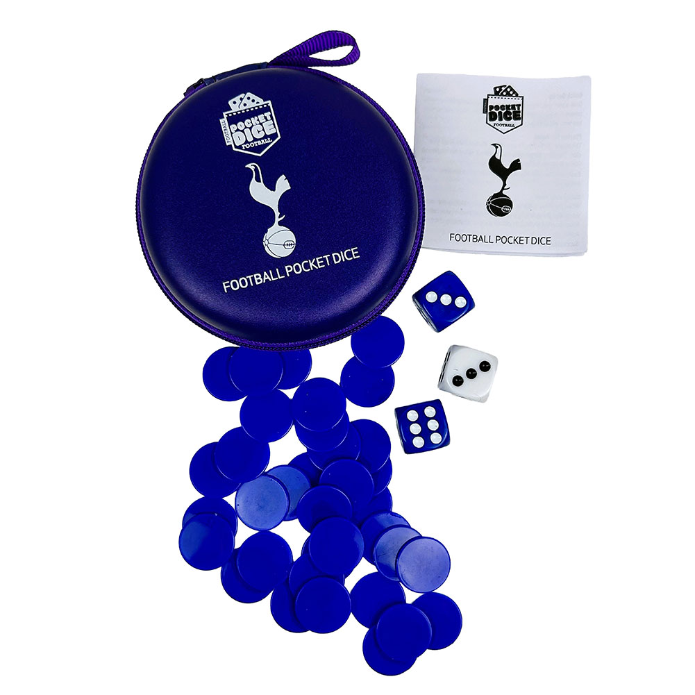 Tottenham Hotspur FC pocket dice game in a small travel case with a Tottenham crest