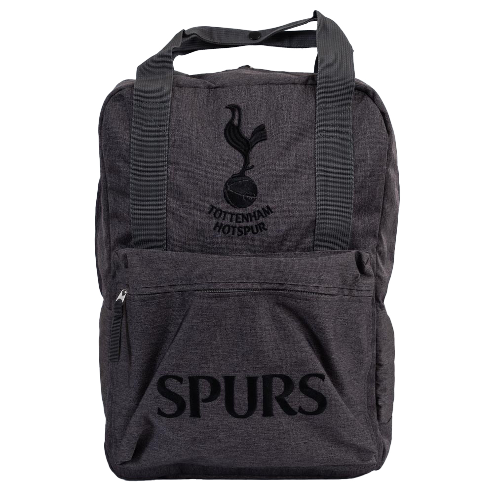 Grey Tottenham Hotspur FC backpack with an embroidered crest and SPURS text in black