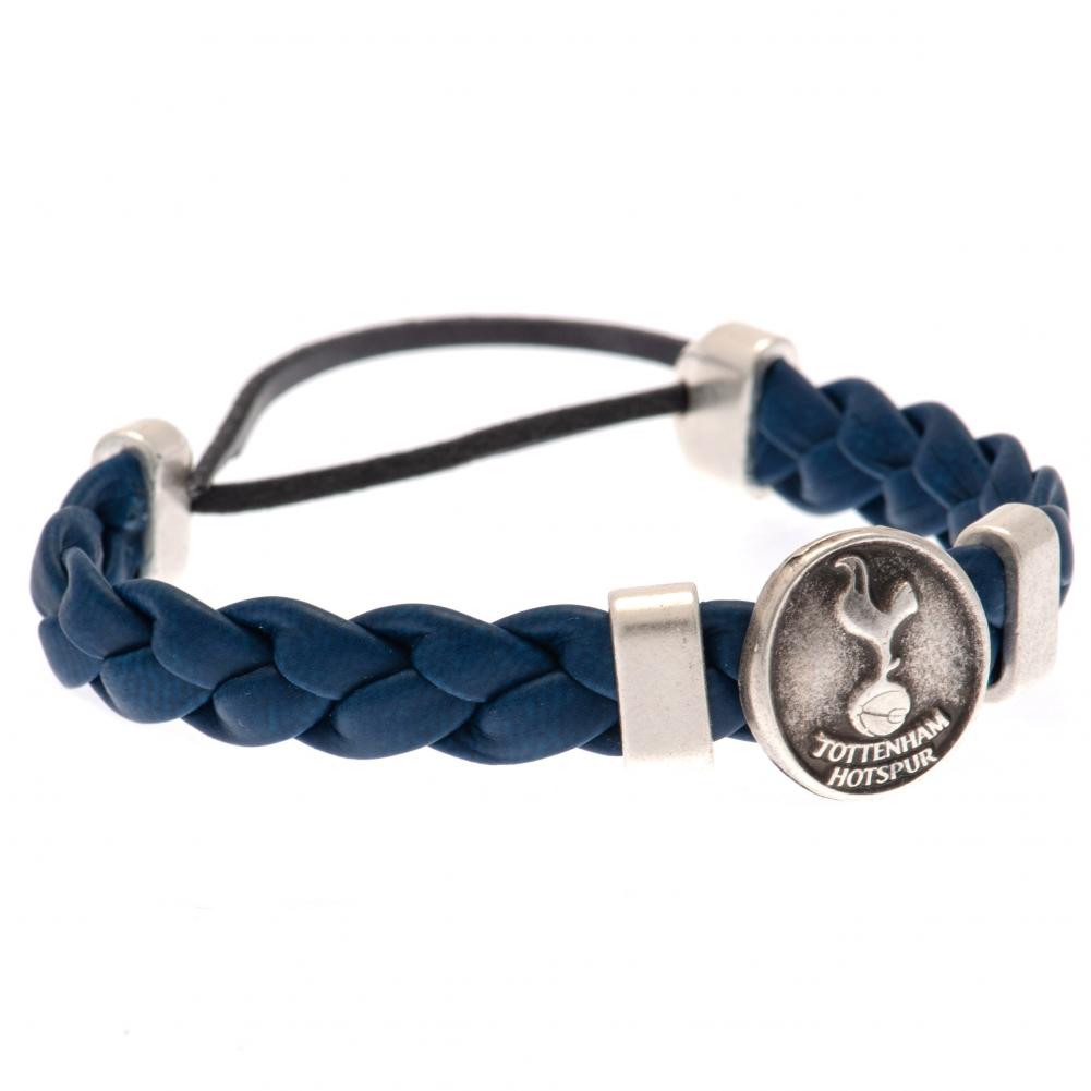 Tottenham Hotspur FC rope design PU slider bracelet with an old silver Spurs crest on a header card