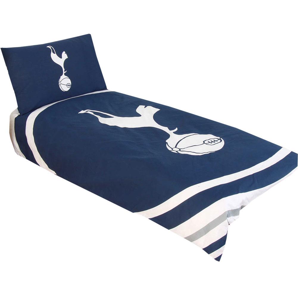 Tottenham Hotspur FC pulse design single duvet cover with a large club crest and a Spurs crest pillowcase