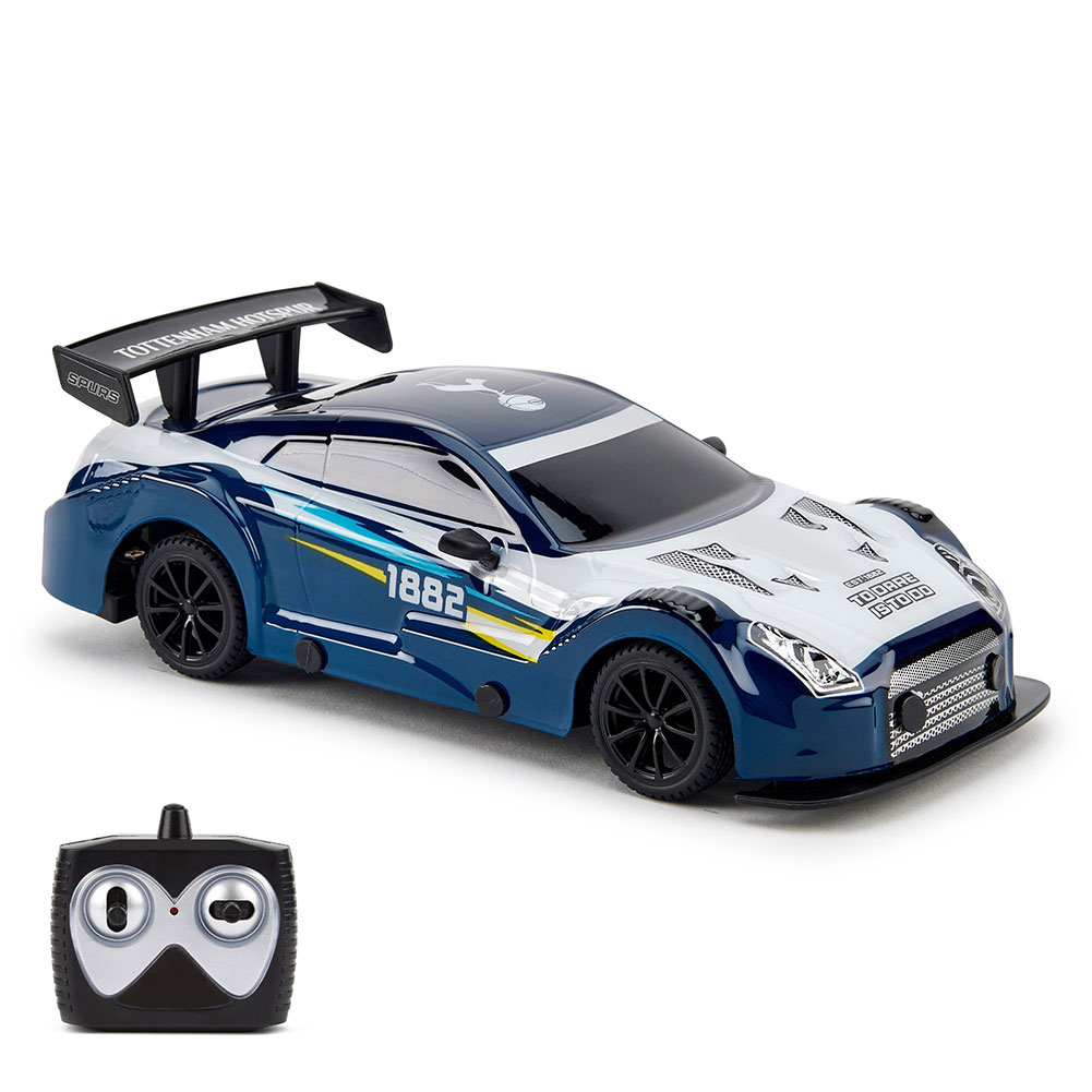 Tottenham Hotspur FC 1:24 radio control sportscar with the Spurs crest on the roof and slogan on the doors