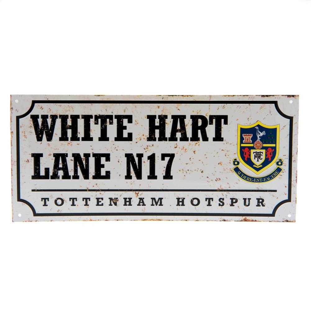 Tottenham Hotspur FC White Hart Lane N17 retro street sign on a rustic background in gloss metal