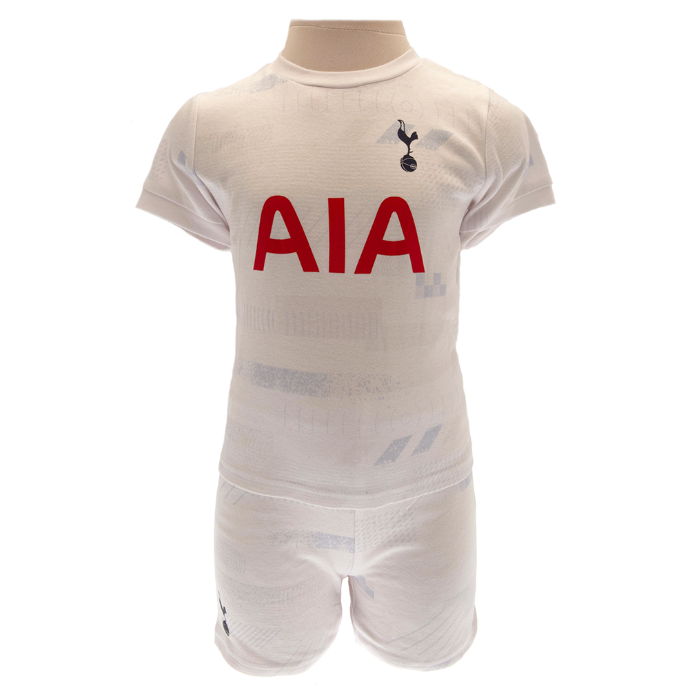Tottenham Hotspur FC baby t-shirt and short set with a subtle geometric pattern and printed crest