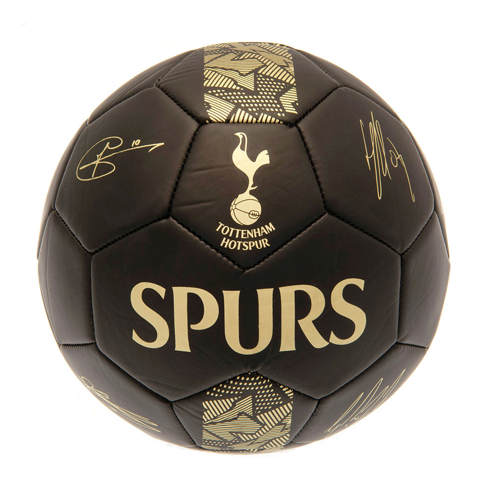 Tottenham Hotspur FC matte black phantom skill ball with gold design detail, club crest and player signatures