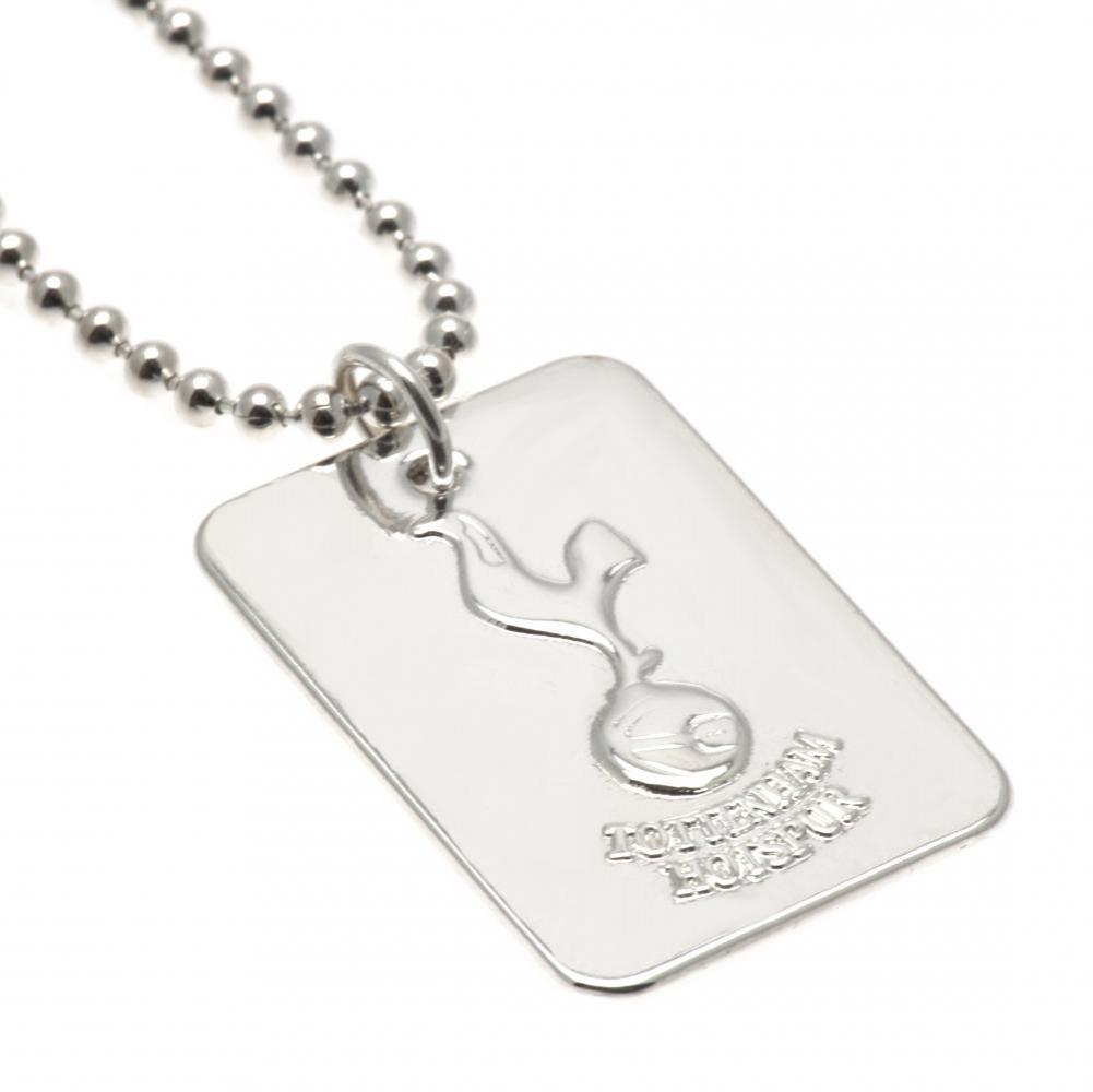 Tottenham Hotspur FC silver plated dog tag with an embossed club crest on a chrome finish and ball chain