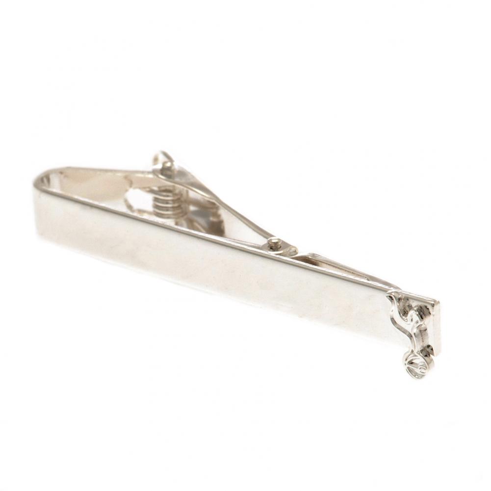 Tottenham Hotspur FC silver plated tie slide with a mirror finish and a Spurs crest on the pin