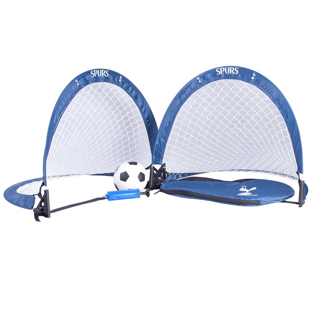 Tottenham Hotspur FC skill goal set with two blue foldable goals with Spurs crest, football and pump