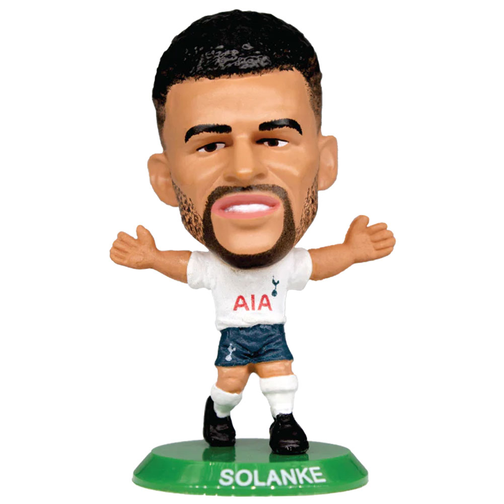 Tottenham Hotspur SoccerStarz Dominic Solanke figure in the classic Spurs home kit on a green base