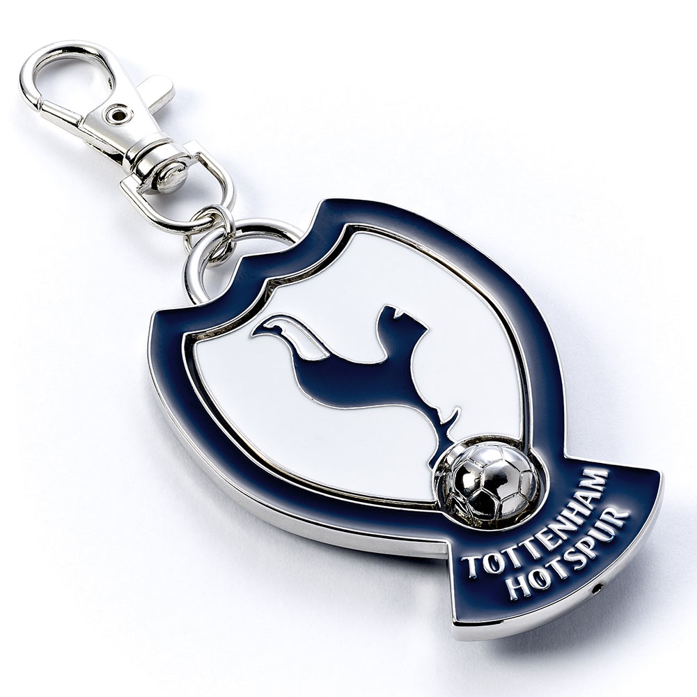 Tottenham Hotspur metal spinner bag charm with a spinning centre showing the Tottenham crest