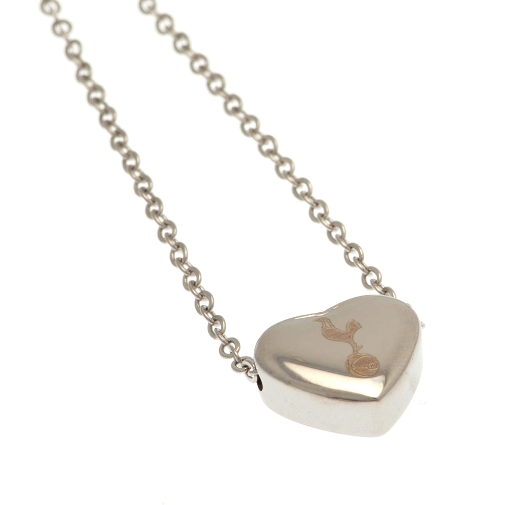 Tottenham Hotspur FC stainless steel heart necklace with the crest engraved on a chrome finish pendant