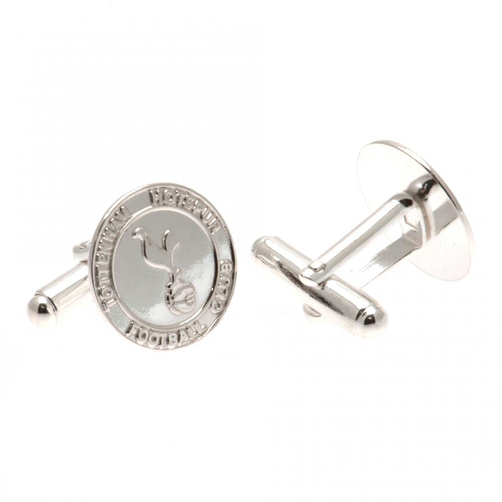 Tottenham Hotspur FC round sterling silver cufflinks with a detailed club crest in a chrome finish