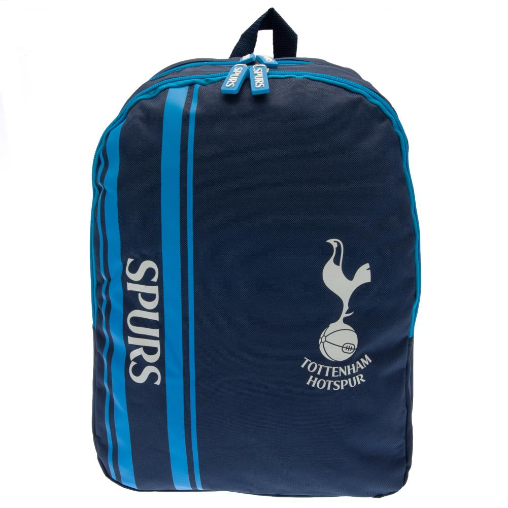Tottenham Hotspur FC stripe design backpack featuring Spurs text and the club crest