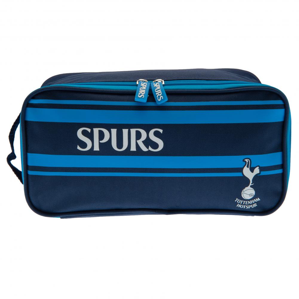 Tottenham Hotspur FC stripe design boot bag with Spurs text, the club crest and rubber zip pulls