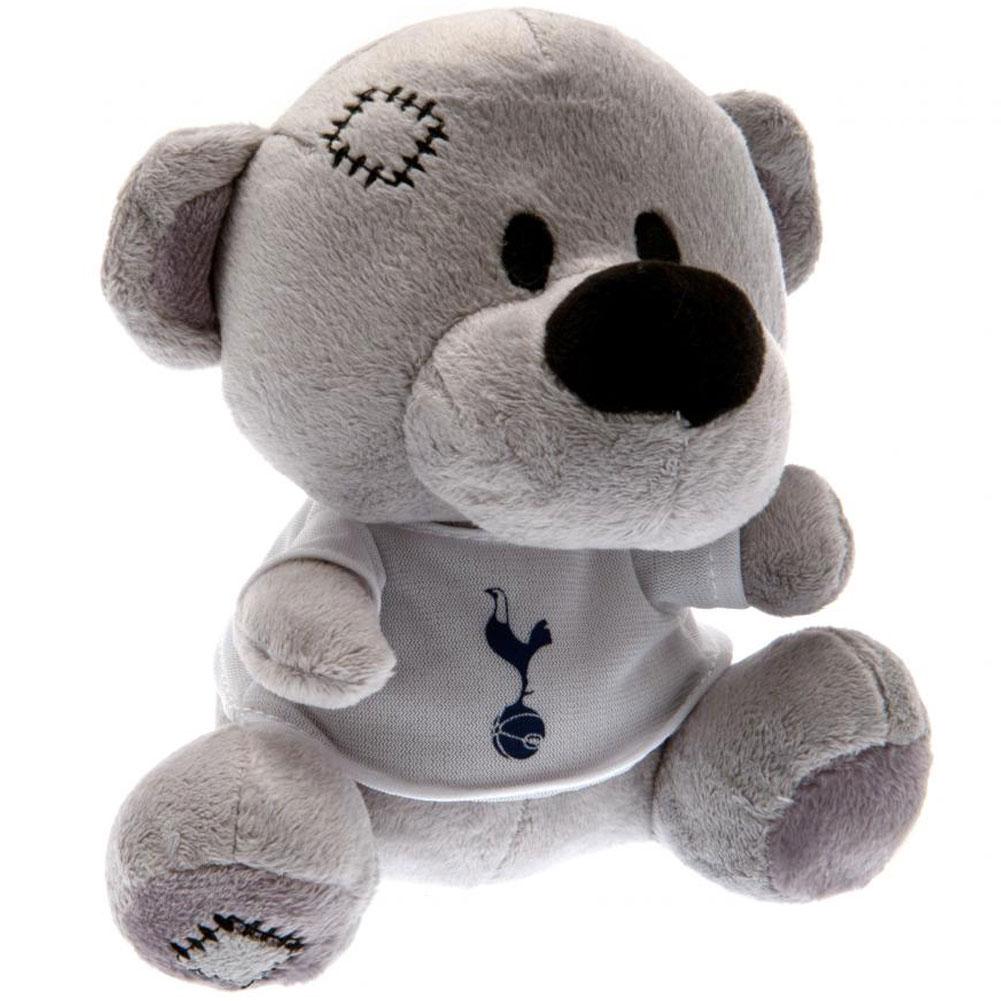 Grey Tottenham Hotspur FC Timmy Bear plush in a white t-shirt with a full colour club crest