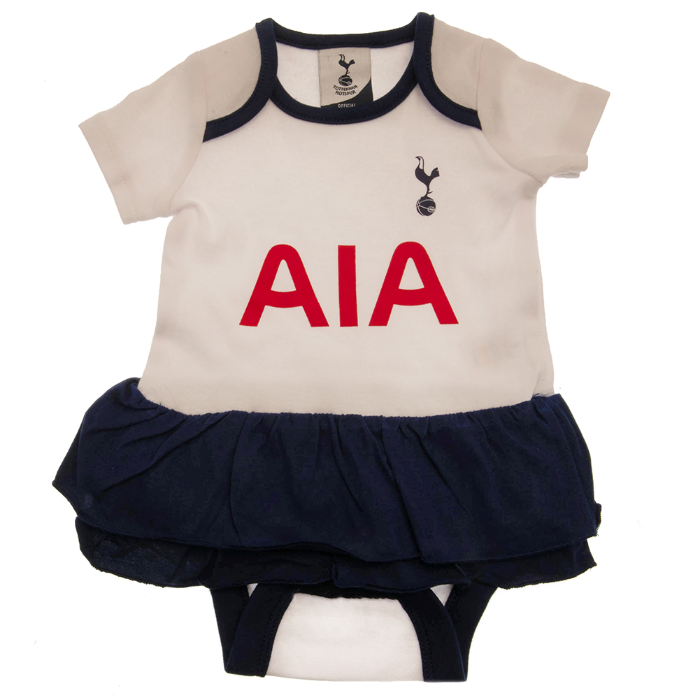Tottenham Hotspur FC white and navy short sleeved tutu bodysuit with a double frill skirt and club crest