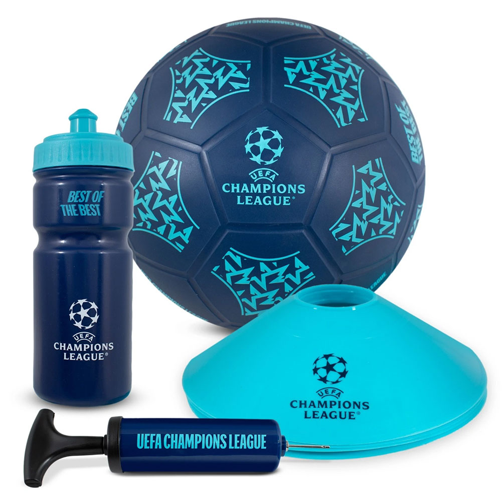 UEFA Champions League street ball gift set with a size 5 football, cones, water bottle and mini pump