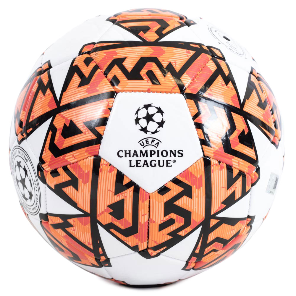 UEFA Champions League football in white and orange tones with the Champions League logo