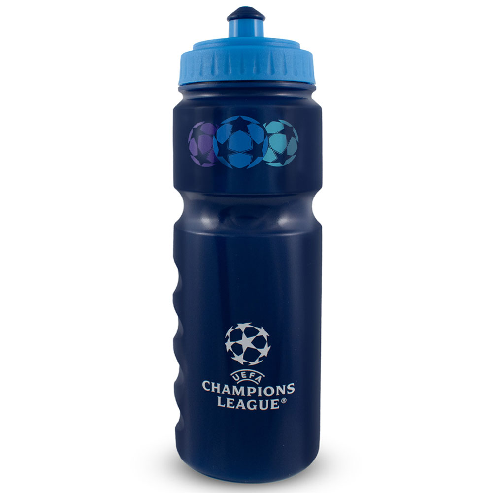 Navy UEFA Champions League plastic drinks bottle with the Champions League logo