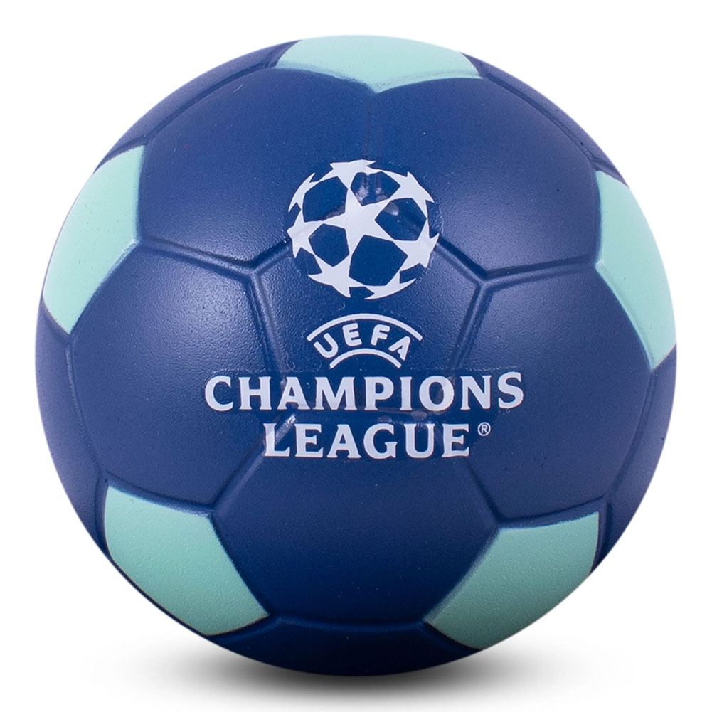 Navy UEFA Champions League football design stress ball printed with a white Champions League logo