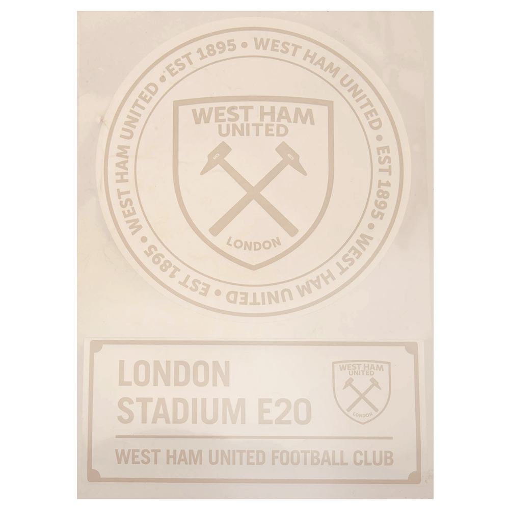 Pack of two West Ham United FC large A4 car decals with a gloss digital print