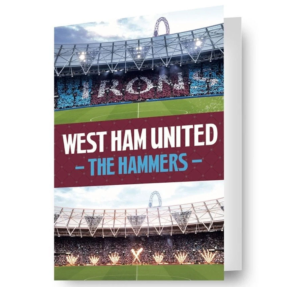 West Ham United FC 3D lenticular birthday card with stadium artwork and a lenticular Hammers image