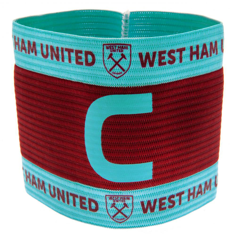 West Ham United FC elasticated captain's armband featuring the club crest in team colours